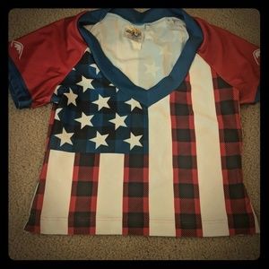 Twin Peaks waitress USA patriotic crop sz Small s